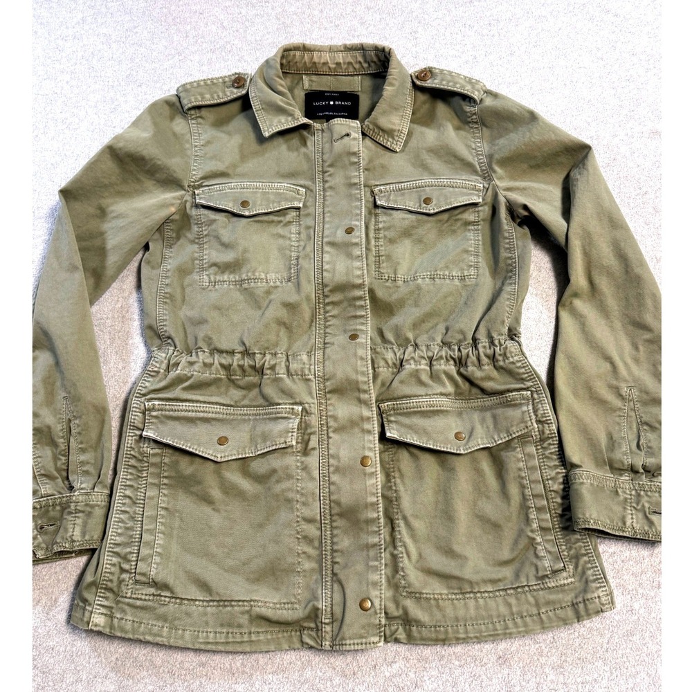 Lucky Brand Utility Jacket Womens XS Olive Green Military‎ Cargo Lightweight